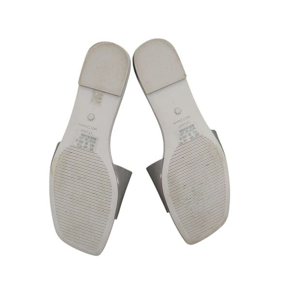 Stuart Weitzman Shoes Womens 8 Sandal Slides Jelly Flat Square Toe Grey Summer - Picture 10 of 13